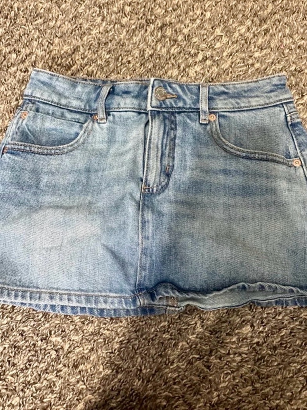 Garage Light Wash Denim Jean Micro Skort, size xxs